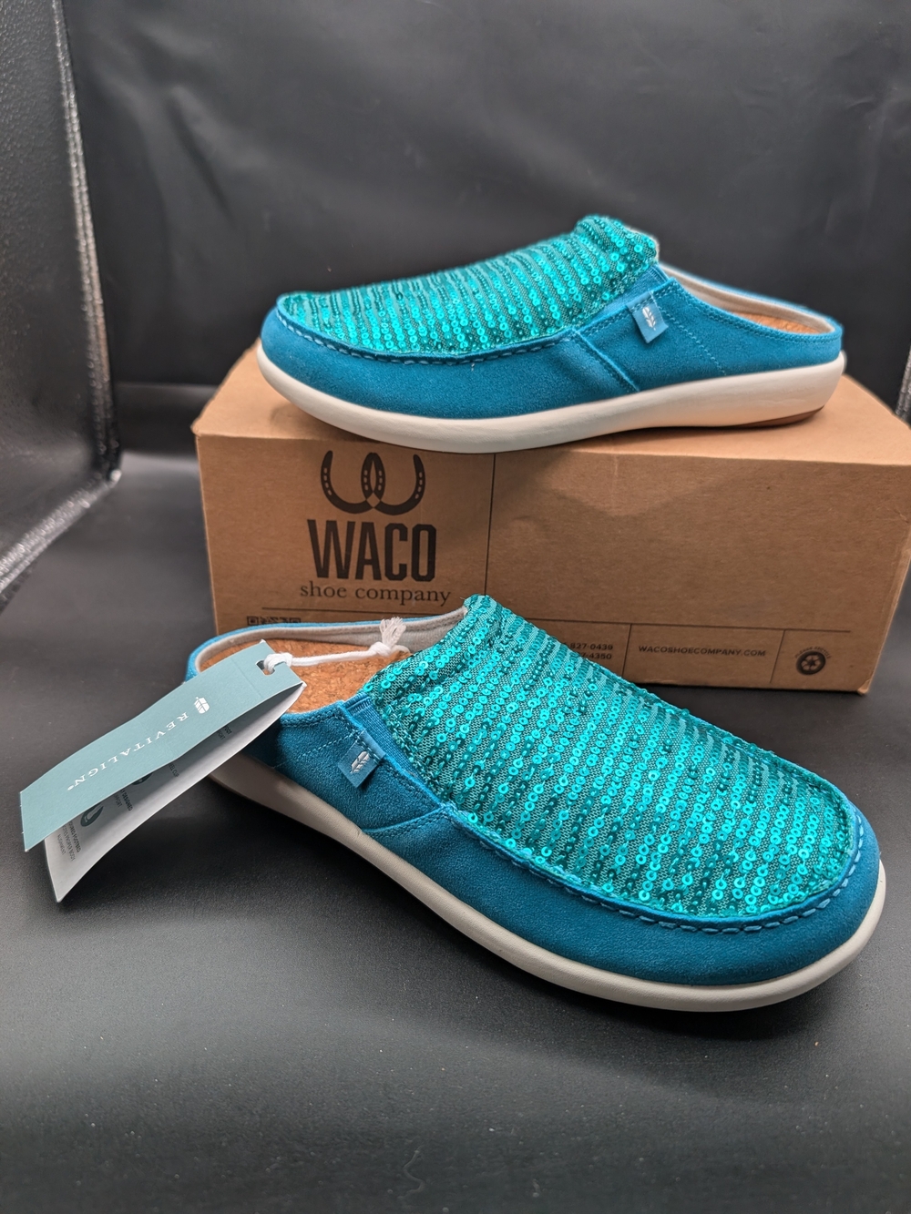 REVITALIGN Teal Sequined Slip-On Mule